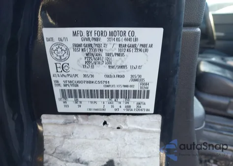 2011 Ford Escape Xlt Automatic from USA, damaged, VIN 1FMCU0D78BKC55751